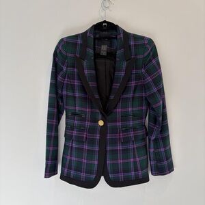 Smythe Green & Purple Plaid Tailored Blazer